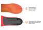 Pair of Superfeet Run Pain Relief Insoles with feature highlights that say Moisturewick top cover helps reduce odors and Removable heel stabilizer adds support where you need it most.