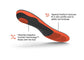 Bottom view of Work Cushion right insole with patented Adaptive Comfort Technology flexes with foot icon and tapered forefoot improves fit in slim-profile work and safety toe footwear icon