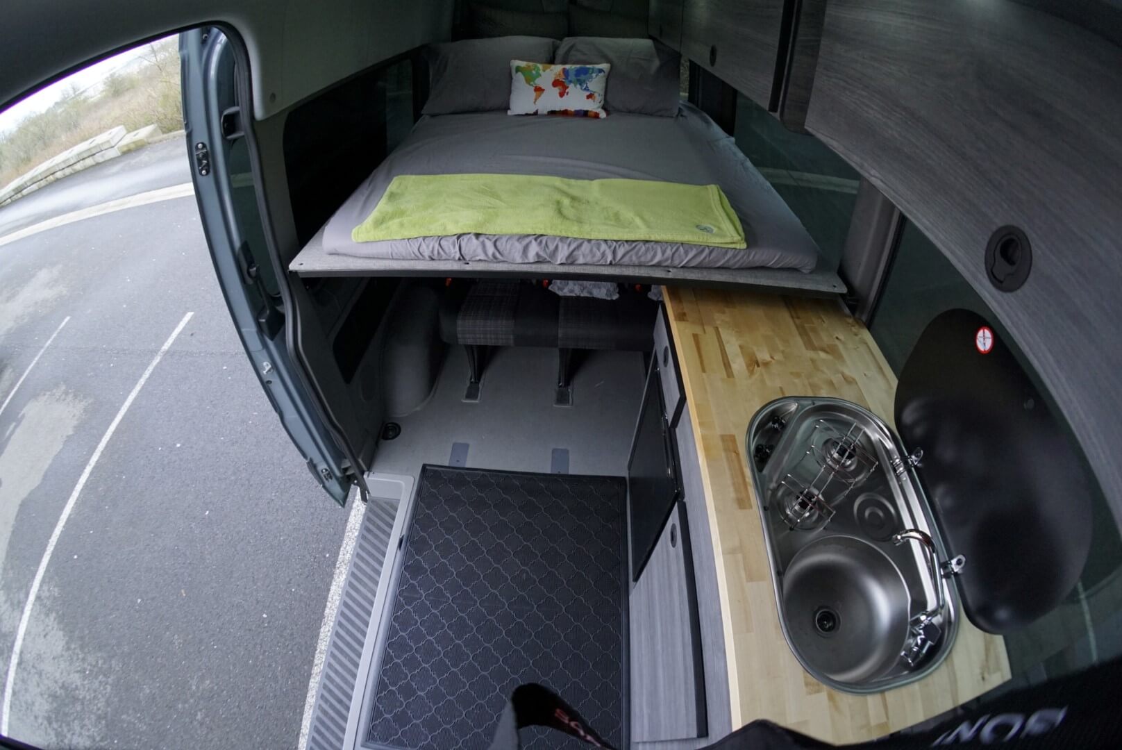 Superfeet Sprinter Van Custom Interior - Kitchen!